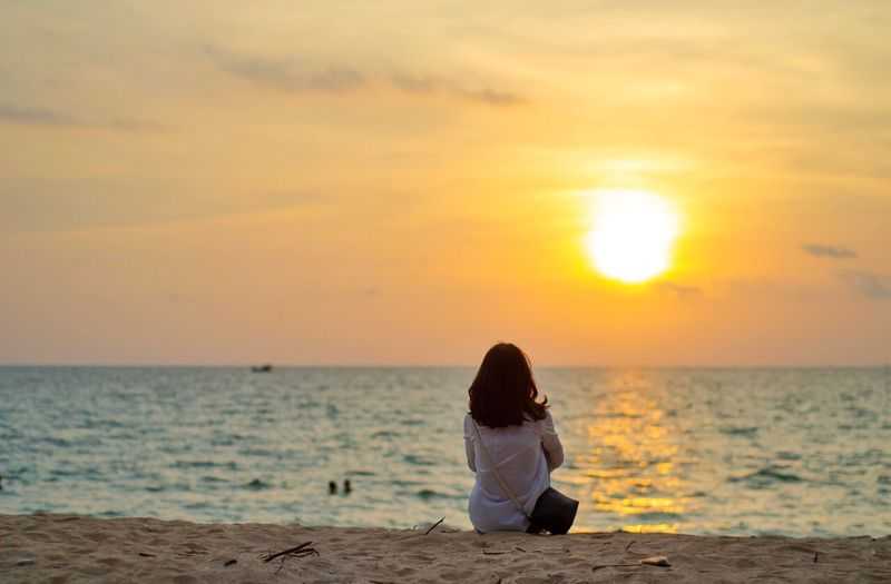 Watch the sunset on the beach in Phu Quoc island.