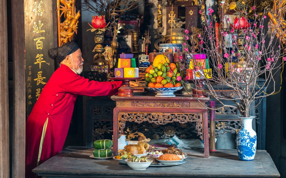 Ancestor worshiping ceremony in Tet Holiday