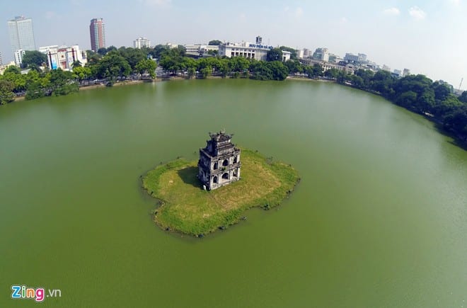 Hanoi turtle tower (Thap Rua) seen from above